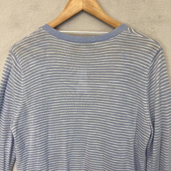 NWT Loft Open Front Cardigan Womens Large L Blue White Coastal Lightweight Beach - Picture 9 of 10